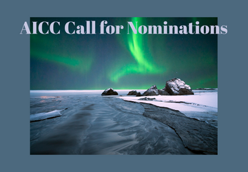 Frozen Arctic Ocean with nothern lights in the background