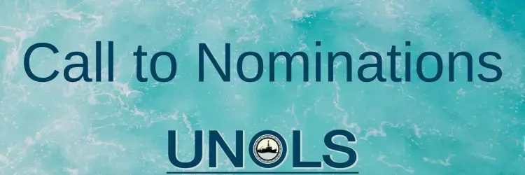 Call to Nominations with UNOLS logo on ocean water background