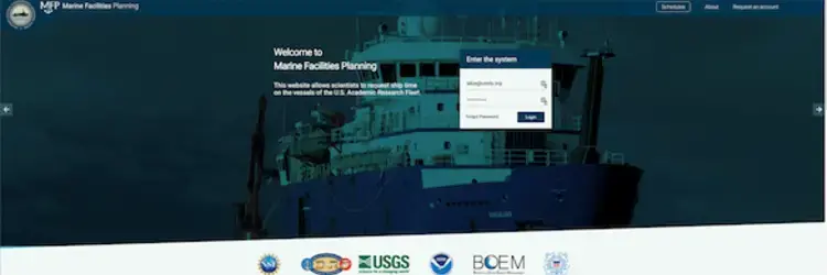 Marine Facilities Planner (MFP) Login page
