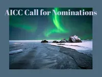 Frozen Arctic Ocean with nothern lights in the background
